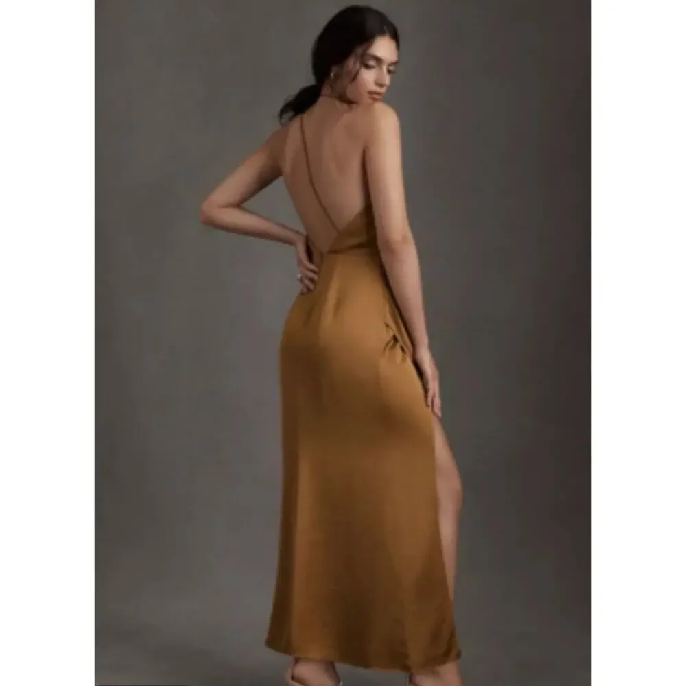 NWT Anthropologie Significant Other Copper Gracie Backless Satin Dress 12 - Picture 2 of 13
